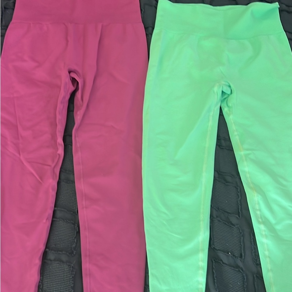 Unity World Wear Pink and Green Leggings Stretchy and Vibrant